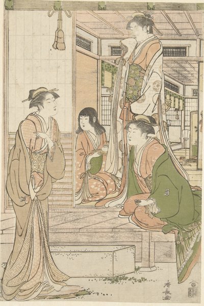 Yoshitsune serenading Joruri hime. de Torii Kiyonaga