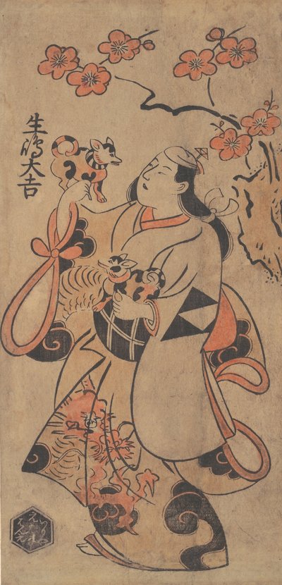The Actor Ikushima Daikichi as a Woman Standing under an Ume Tree, ca. 1705. de Torii Kiyonobu I