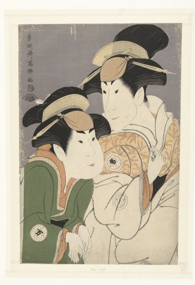 Busteportret van Segawa Tomisaburo II en Nakamura Manyo. de Toshusai Sharaku