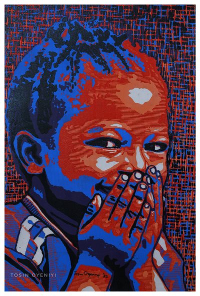 Retrato de um rapaz a rir de Tosin Oyeniyi