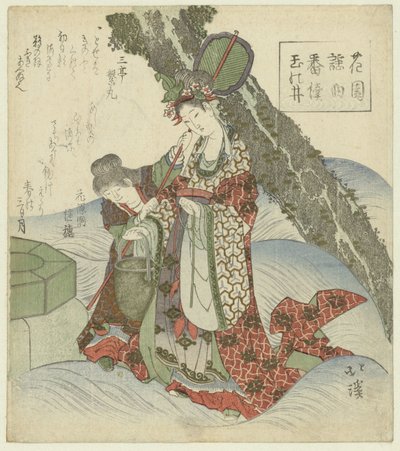 A fonte de joias Tama no i (título no objeto) Uma série de canções Nô para a Sociedade de Poesia Hanazono (título da série) Hanazono yôkyoku bantsuzuki (título da série no objeto) de Totoya Hokkei