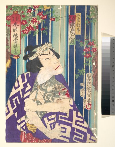 Retrato imaginário, Shuihuzhuan do palco: Tōryūdai (Mitate Suikoden Tōrōdai) - o actor Bandō Hikozaburō como Nyūunryū de Toyohara Kunichika
