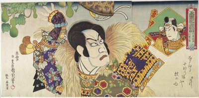 Kawarazaki Gonnosuke como Takechi Mitsuhide e Ichikawa Sadanji como Mashiba Hisayoshi de Toyohara Kunichika