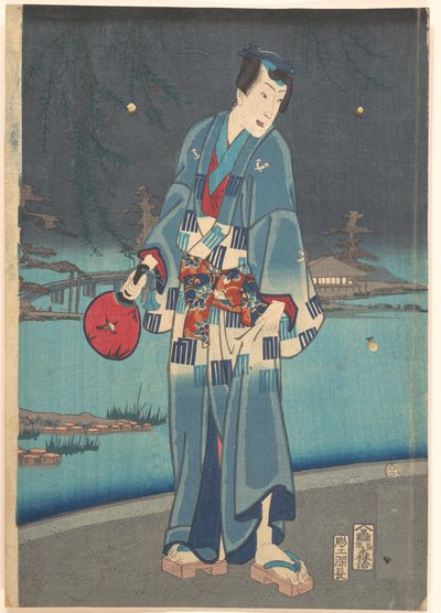 Genji moderno - Observação de pirilampos (Imayō Genji Shiken Hotaru Asobi) de Toyohara Kunichika