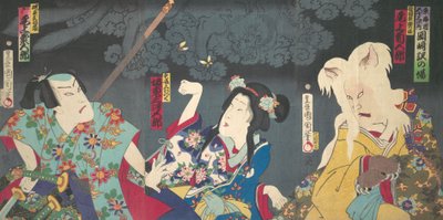 Onoe Kikukoro V As Otowa Family Cat House Science ght, Band Secret Doctor V As Aisho Rikuoku Line t. .. .. , 1870. de Toyohara Kunichika