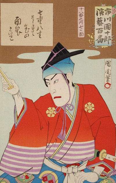 Sete máscaras das melhores 18 peças de teatro de Toyohara Kunichika