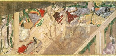 O Conto de Genji ("Genji Monogatari") romance do século X sobre a vida romântica do príncipe Genji, ilustração de Hikokuni Tokugawa II (fl.1821-24), pub. Século XIX de Toyokawa Hikokuni