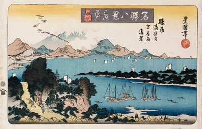 "Gansos Descendentes, Miho", da série "Oito vistas de lugares famosos" de Toyokuni II