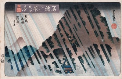 "Night Rain, Oyama", da série "Oito vistas de lugares famosos" de Toyokuni II