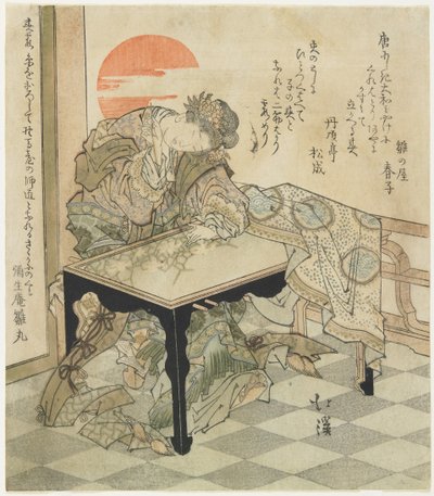 (Princesa chinesa em uma tabela do bordado), 1828 de Toyota Hokkei