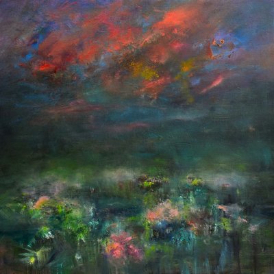 Seductive Nightfall, 2019 (óleo sobre painel) de Tracy Lambros
