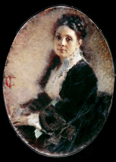 Retrato de Madame Deschamps. Pintura de Tranquillo Cremona (1837-1878) de Tranquillo Cremona