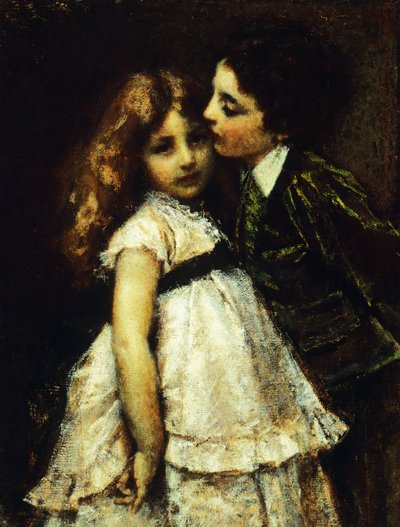 Dois primos de Tranquillo Cremona (1837-1878), óleo sobre tela, 86x65 cm de Tranquillo Cremona