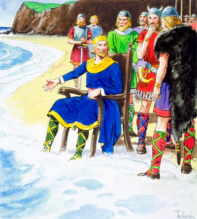 Rei Canuto falhando em conter as ondas, início do século 11 c1900 de Trelleek