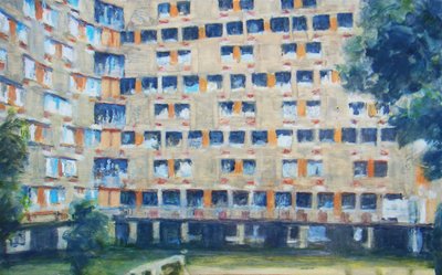Um sítio para viver 10, 2011 (óleo sobre contraplacado) de Trevor Burgess