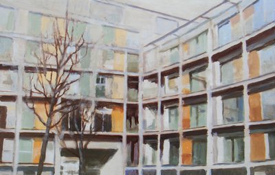 Um sítio para viver 44, 2012 (óleo sobre contraplacado) de Trevor Burgess