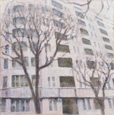 Um sítio para viver 58, 2013 (óleo sobre contraplacado) de Trevor Burgess