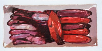 Caixa de peixe 2 (Billingsgate, Londres), 2016 (óleo sobre cartão) de Trevor Burgess