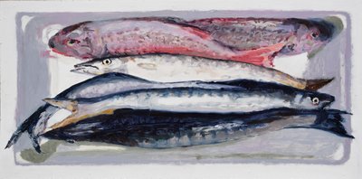 Caixa de peixe 3 (Billingsgate, Londres), 2016 (óleo sobre cartão) de Trevor Burgess