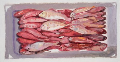 Caixa de peixe 4 (Billingsgate, Londres), 2016 (óleo sobre cartão) de Trevor Burgess