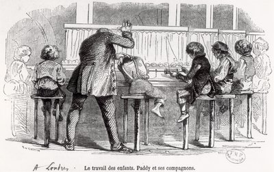 Crianças trabalhando em bobinas em Londres, Paddy e seus companheiros, de &39;Le Musée des Familles&39;, 1848 de Trichon