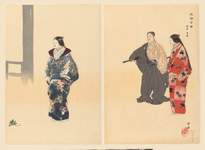 Atores da peça de teatro Noh Tomonaga Tomonaga (título no objeto) Jogue um Hundred Noh (título da série) Nogaku hyakuban (título da série no objeto) de Tsukioka Kogyo
