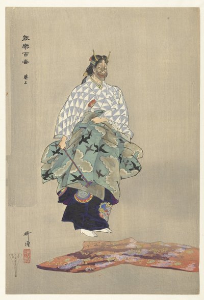 Cena da peça de teatro Noh Aoinoue Aoinoue (título no objeto) Jogue um Hundred Noh (título da série) Nogaku hyakuban (título da série no objeto) de Tsukioka Kogyo