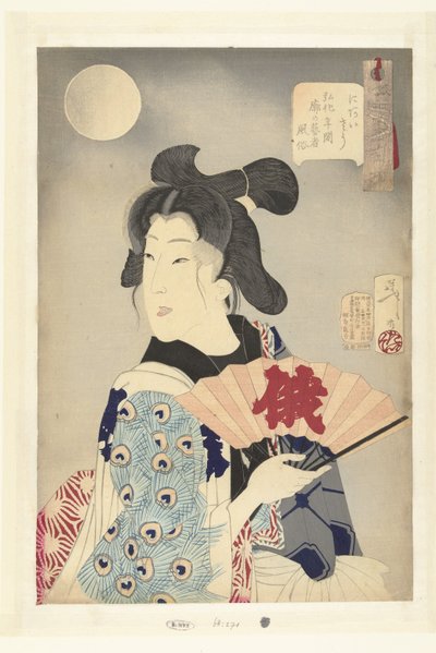 Em forma Niaiso. (título no objeto) 32 aspectos de hábitos e costumes (título da série) Fuzoku sanjuniso (título da série no objeto) de Tsukioka Yoshitoshi