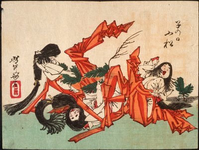 Colher rebentos de pinheiro no Dia do Rato de Tsukioka Yoshitoshi