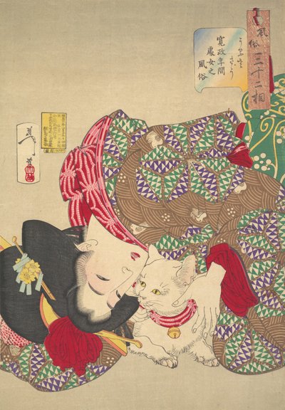 Provocando o Gato, 1888. de Tsukioka Yoshitoshi