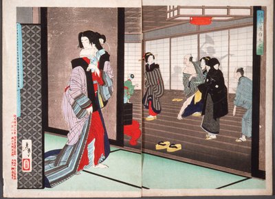 A história de Shiraito, uma cortesã da casa Hashimoto de Tsukioka Yoshitoshi