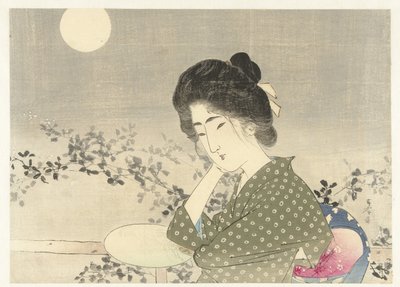Mulher com um ventilador ao luar de Tsutsui Toshimine