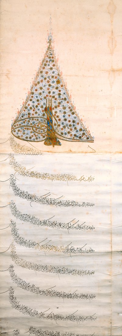Um Firman autorizando a ordem capuchinha dos monges a viajar no leste, c.1628 (ver também 195231) de Turkish School