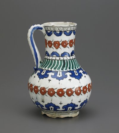 Jarro, Iznik, dinastia otomana, século XVI-XVII (cerâmica) de Turkish School