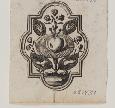 Emblema com um coração perfurado por uma rosa de Ubekendt