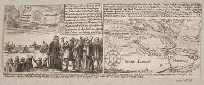 O cometa que apareceu em Grossvardein, Sibenbürgen, 14 de dezembro de 1660, bem como um mapa próprio perto de Hamburgo durante a tempestade em 4 de janeiro de 1661 de Ubekendt