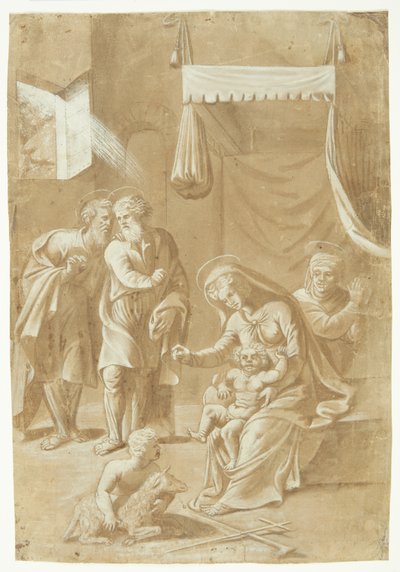 Maria com o menino Jesus, João Batista, Isabel, José e Zacarias de Ubekendt