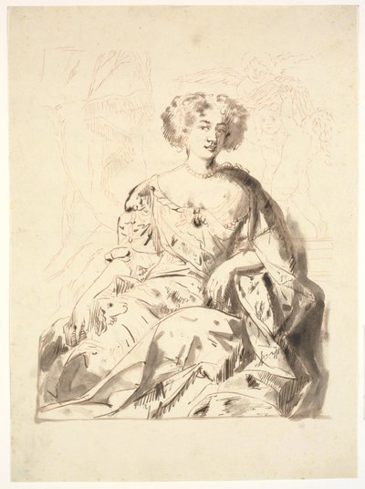 Retrato de uma senhora, sentada, meia figura de Ubekendt