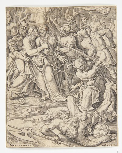 A traição de Cristo de Ubekendt efter Dirck Volckertsz. Coornhert efter Maarten van Heemskerck