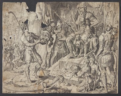 Davi cortando a cabeça de Golias de Ubekendt efter Maarten van Heemskerck