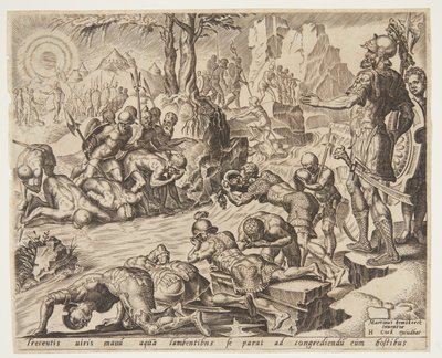 Gideon observando a forma como os soldados bebem de Ubekendt efter Maarten van Heemskerck