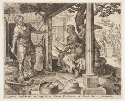 O anjo aparecendo para Gideão de Ubekendt efter Maarten van Heemskerck