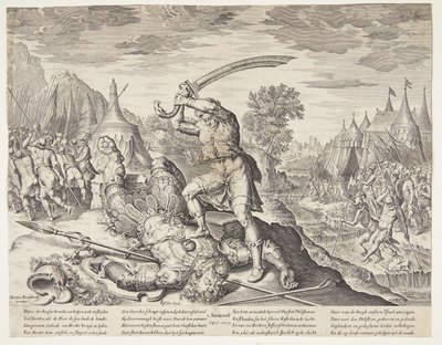 Davi cortando a cabeça de Golias de Ubekendt efter ubekendt efter Maarten van Heemskerck