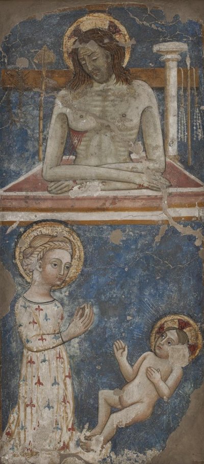 Cristo como Homem de Dores. Virgem e o Menino de Ubekendt italiensk 1300 tallet
