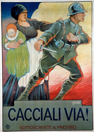 Cartaz de propaganda fascista para o empréstimo nacional, século 20 de Ugo Finozzi