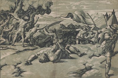 Davi e Golias, c. 1520-27. de Ugo da Carpi