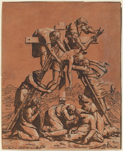 A descida da cruz de Ugo da Carpi after Raphael