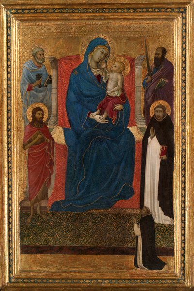 Virgem e Menino Entronizados com São Pedro, São Paulo, João Batista e Domingos e um Dominicano... de Ugolino da Siena