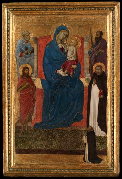 Virgem e Menino entronizados com os santos Pedro, Paulo, João Batista e Domingos e um suplicante dominicano de Ugolino di Nerio