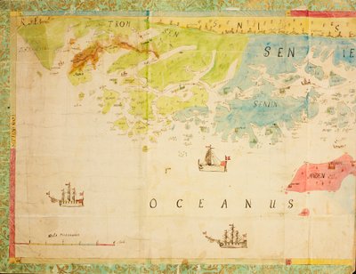 Mapa da colecção de mapas da Biblioteca Nacional. O mapa foi publicado em Handdrawn () e mostra Trøndelag, Nordland, Troms, kysten, sjøkart de Ukjent tegner